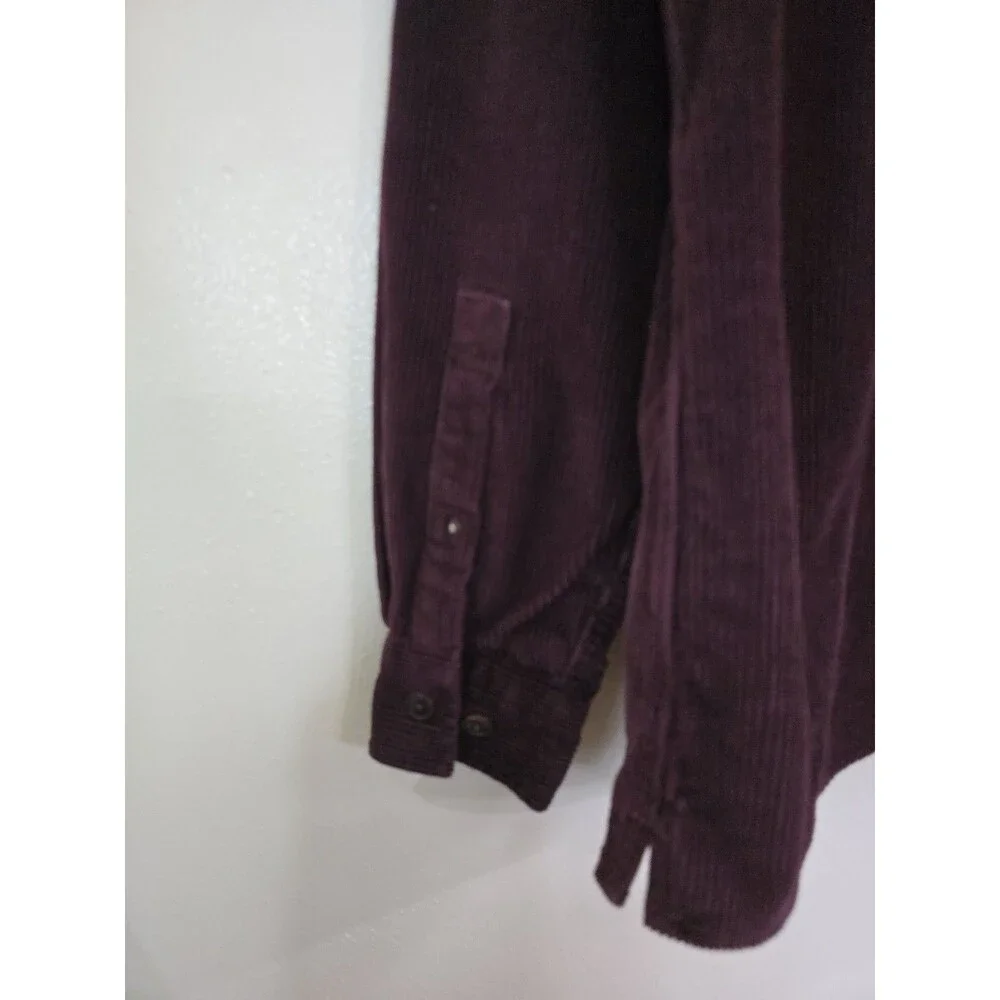 Banana Republic Organic Cotton Corduroy Shirt Mens M Burgundy Button Up